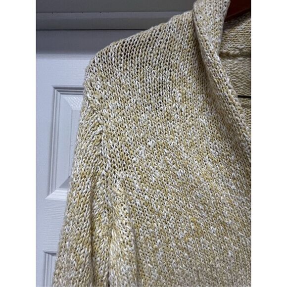 Eileen Fisher Yellow & White Shaw Collar Single Button Cardigan Sweater sz S EUC - Picture 5 of 9